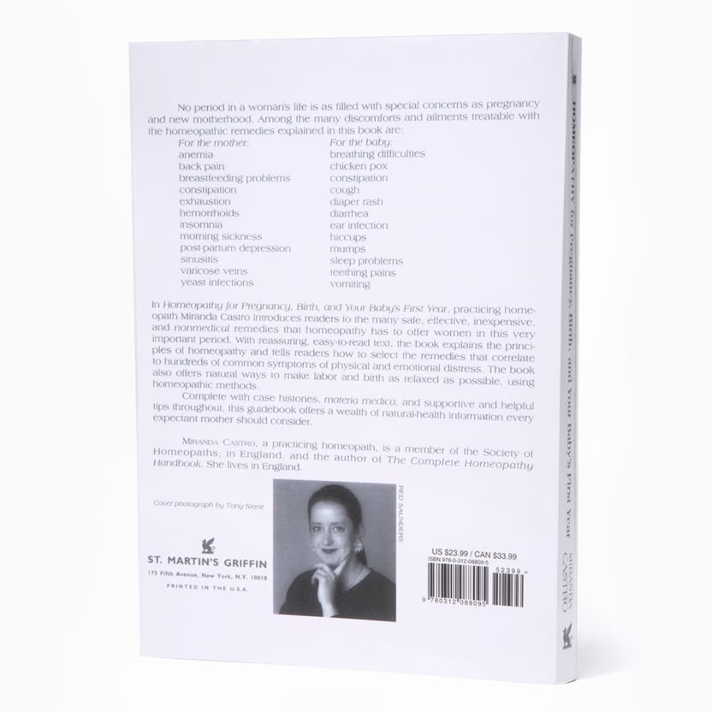 Homeopathy for Pregnancy, Birth, Babies by Miranda Castro - Miranda Castro's Shop Back cover of Homeopathy for Pregnancy, Birth, Babies by Miranda Castro