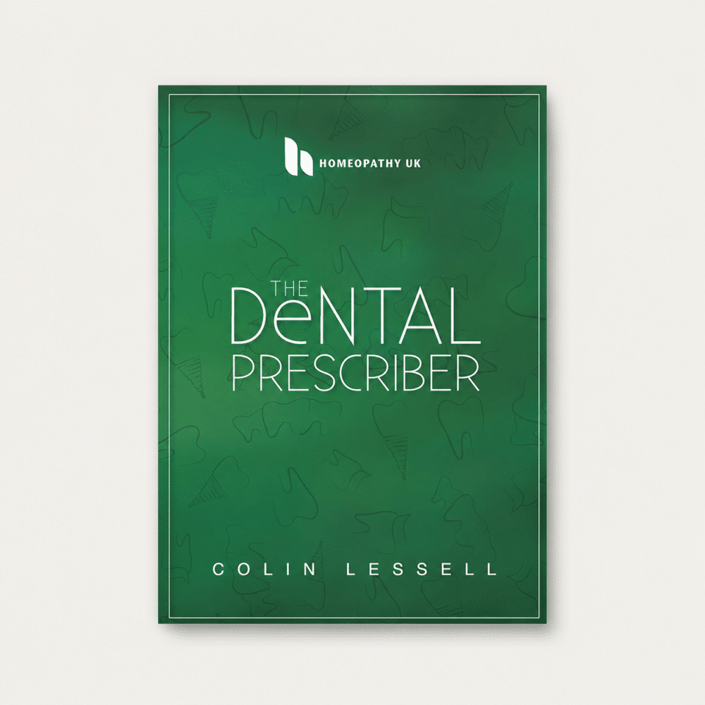 Green book cover on soft gray background. Dental Prescriber Book Front Cover by Collin Lessell